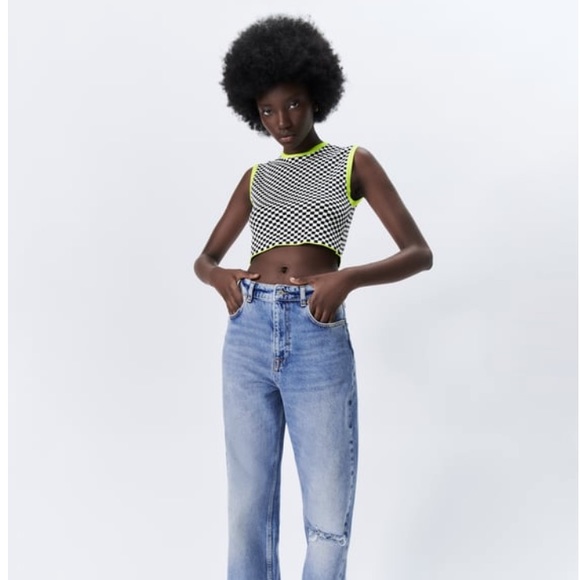 Zara Tops - Zara Plaid Knit Top Size M